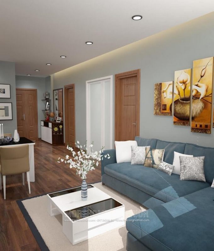Phong cách hiện đại và lối thiết kế độc đáo giúp tạo nên sự hút mắt cho phòng khách của khu chung cư.